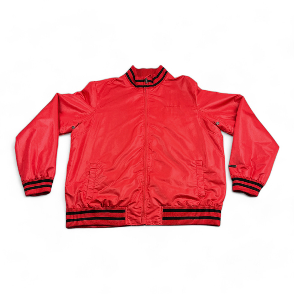 Sean John Jacket Adult XXL 2XL Red Satin Track Bomber Striped Trim Y2K Hip Hop